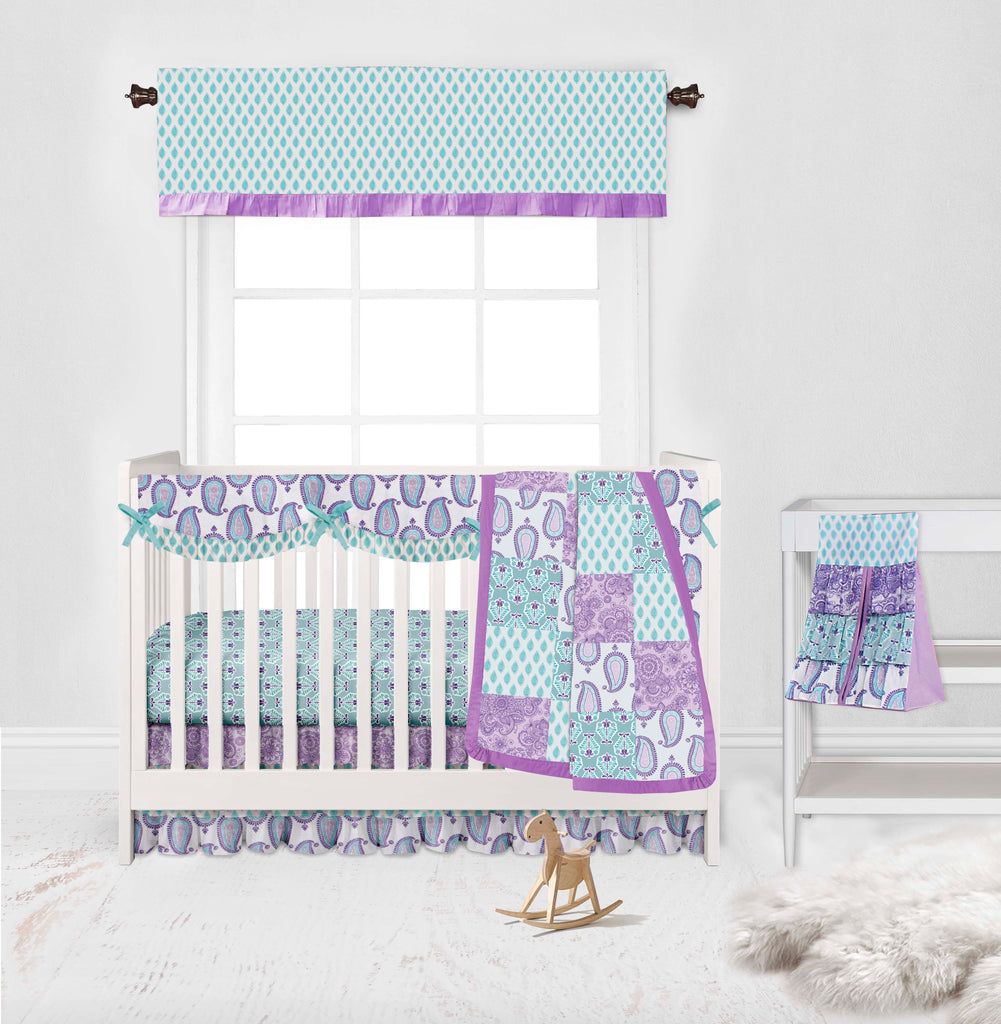 Paisley Isabella Lilac/Purple/Aqua Girls Crib Bedding Set - Bacati - Crib Bedding Set - Bacati