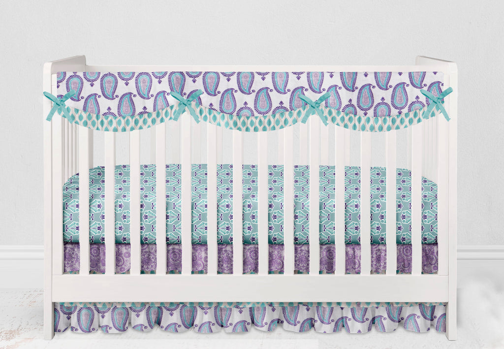 Paisley Isabella Lilac/Purple/Aqua Girls Crib Bedding Set - Bacati - Crib Bedding Set - Bacati