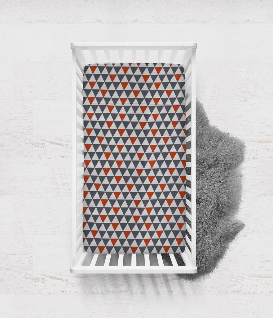 Crib or Toddler Bed Fitted Sheet 100% Cotton Percale, Playful Fox Orange/Grey - Bacati - Crib/Toddler Fitted Sheet - Bacati