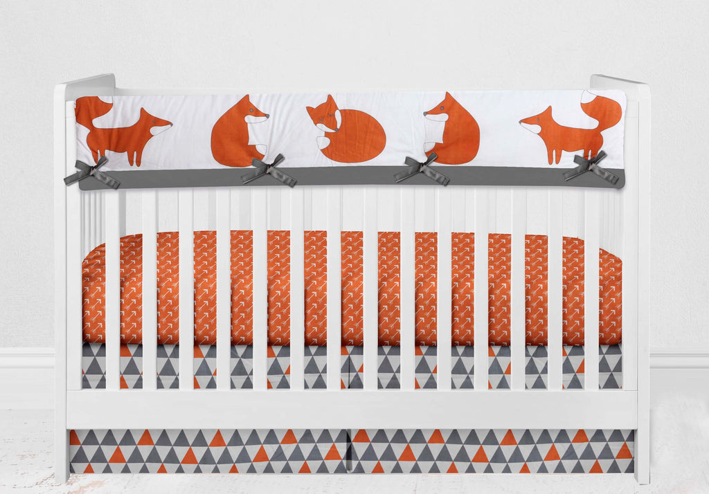 Playful Fox Orange/Grey Neutral Crib Bedding Set - Bacati - Crib Bedding Set - Bacati