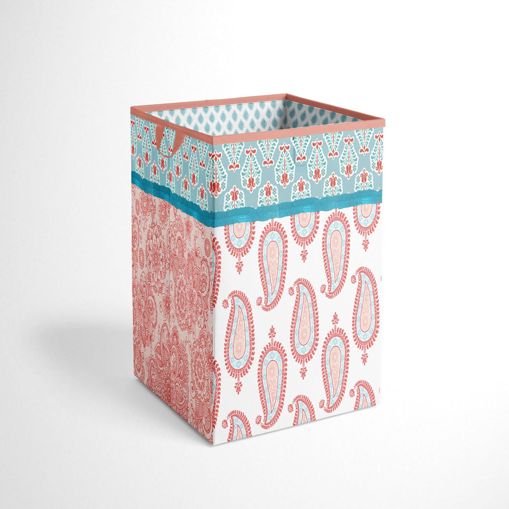 Bacati - Paisley Sophia Girls Nursery Kids Storage Items, Coral/Aqua - Bacati - Nursery/Kids Storage - Bacati