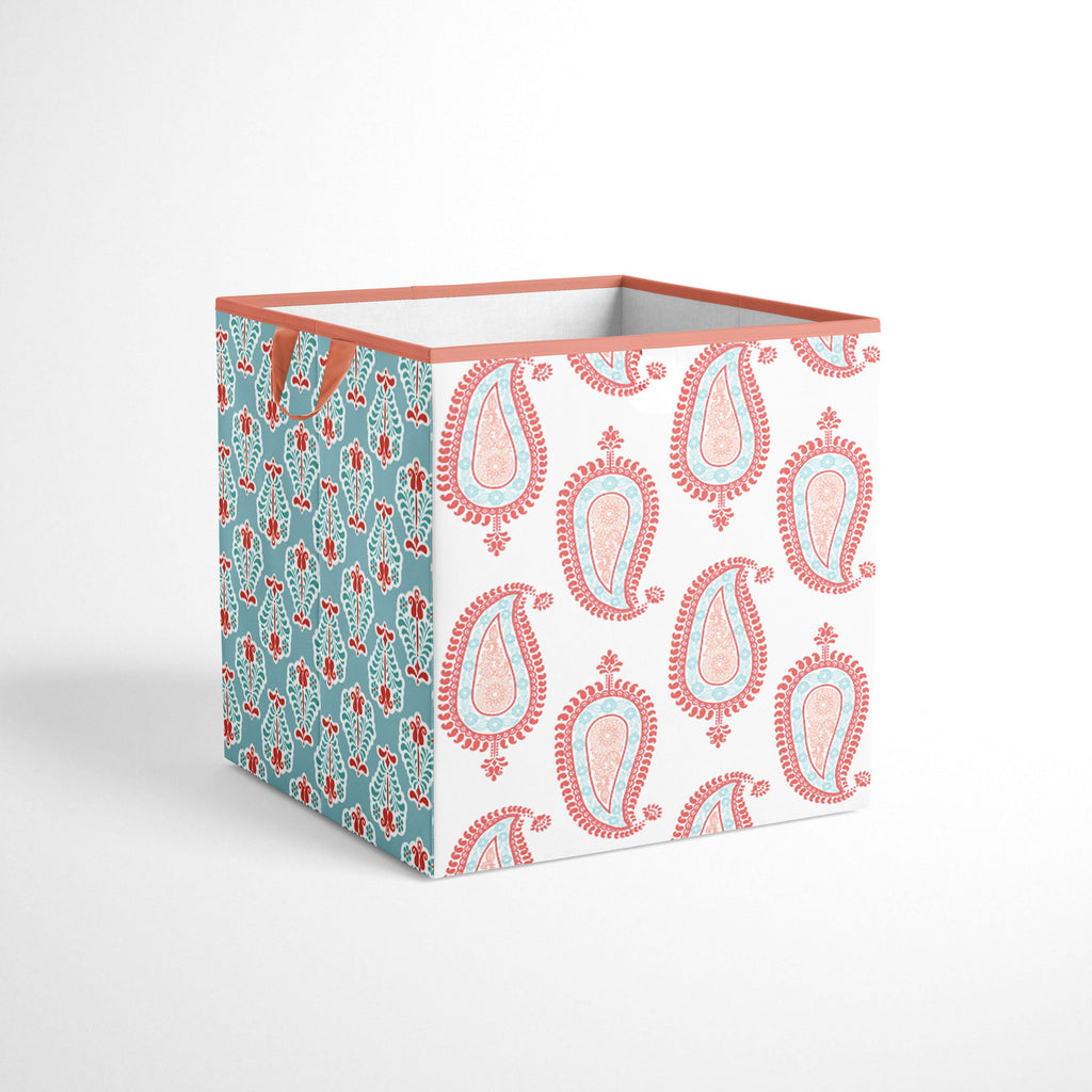 Bacati - Paisley Sophia Girls Nursery Kids Storage Items, Coral/Aqua - Bacati - Nursery/Kids Storage - Bacati