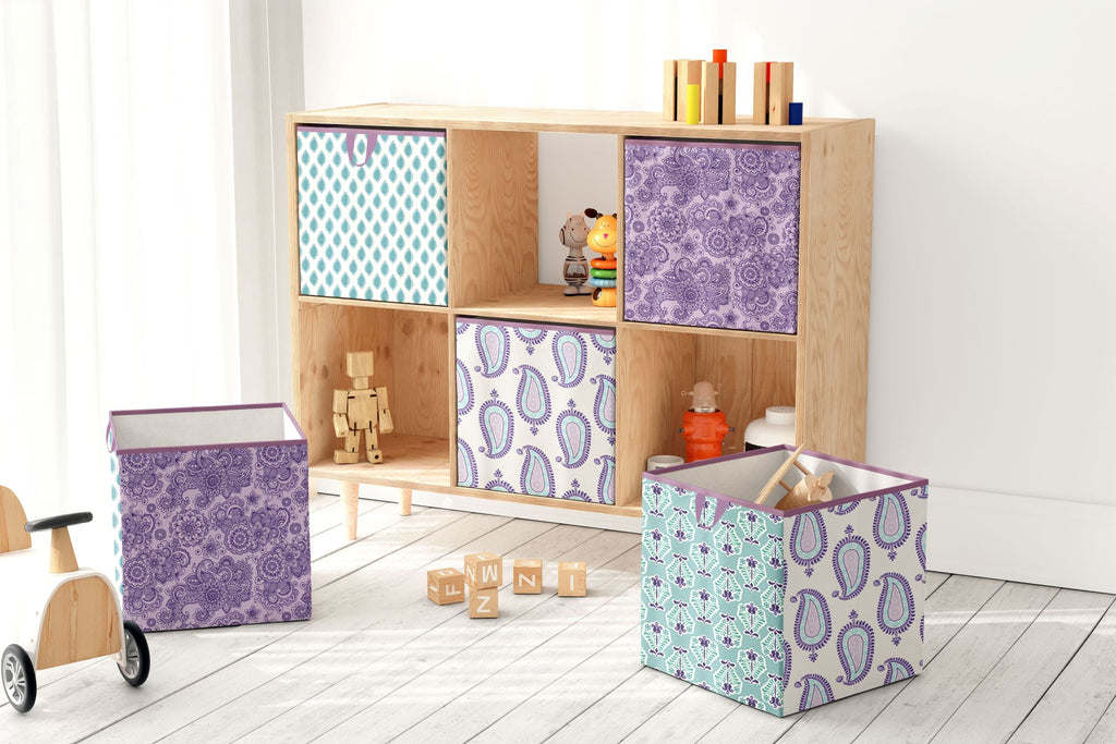 Bacati - Paisley Isabella Girls Nursery Kids Storage Items, Purple/Lilac/Aqua - Bacati - Nursery/Kids Storage - Bacati