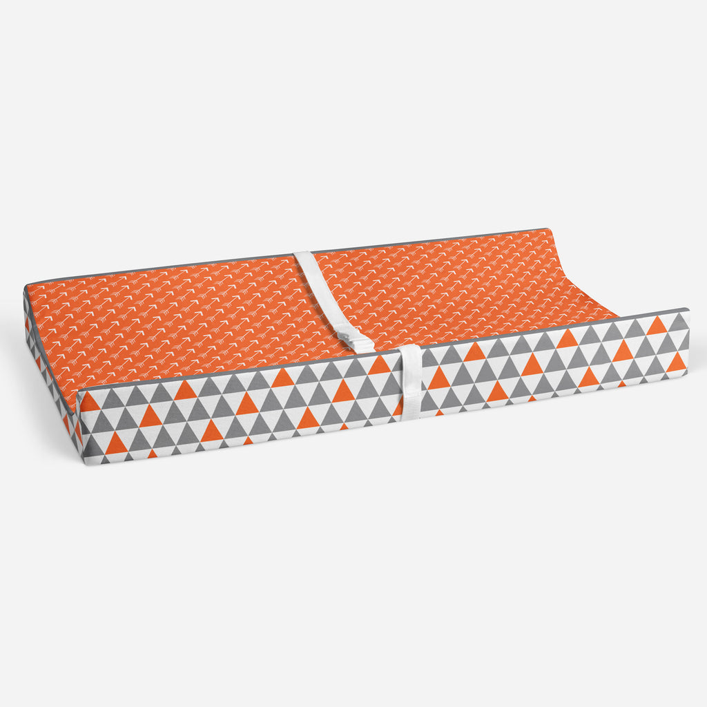 Playful Fox Orange/Grey Neutral Quilted Changing Pad Cover - Bacati - Changing pad cover - Bacati