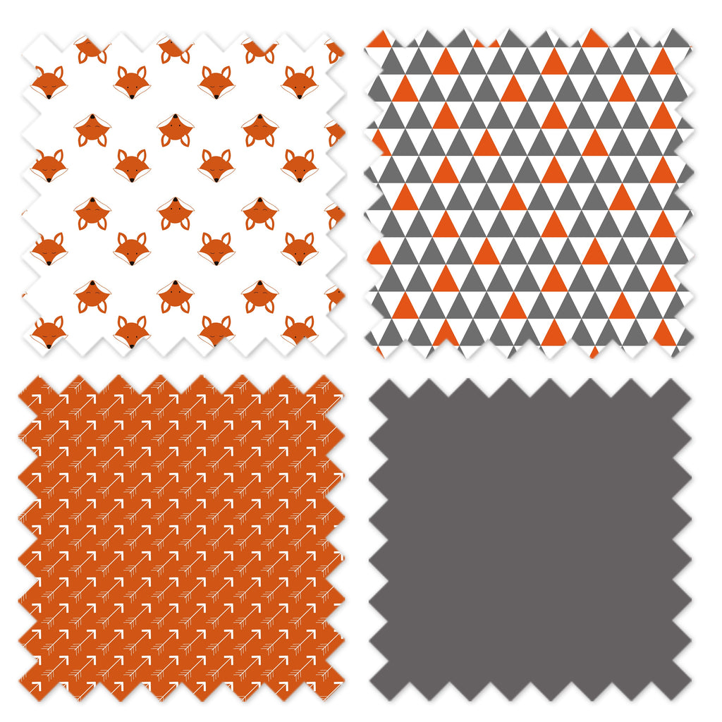 Playful Fox Orange/Grey Neutral Crib Bedding Set - Bacati - Crib Bedding Set - Bacati