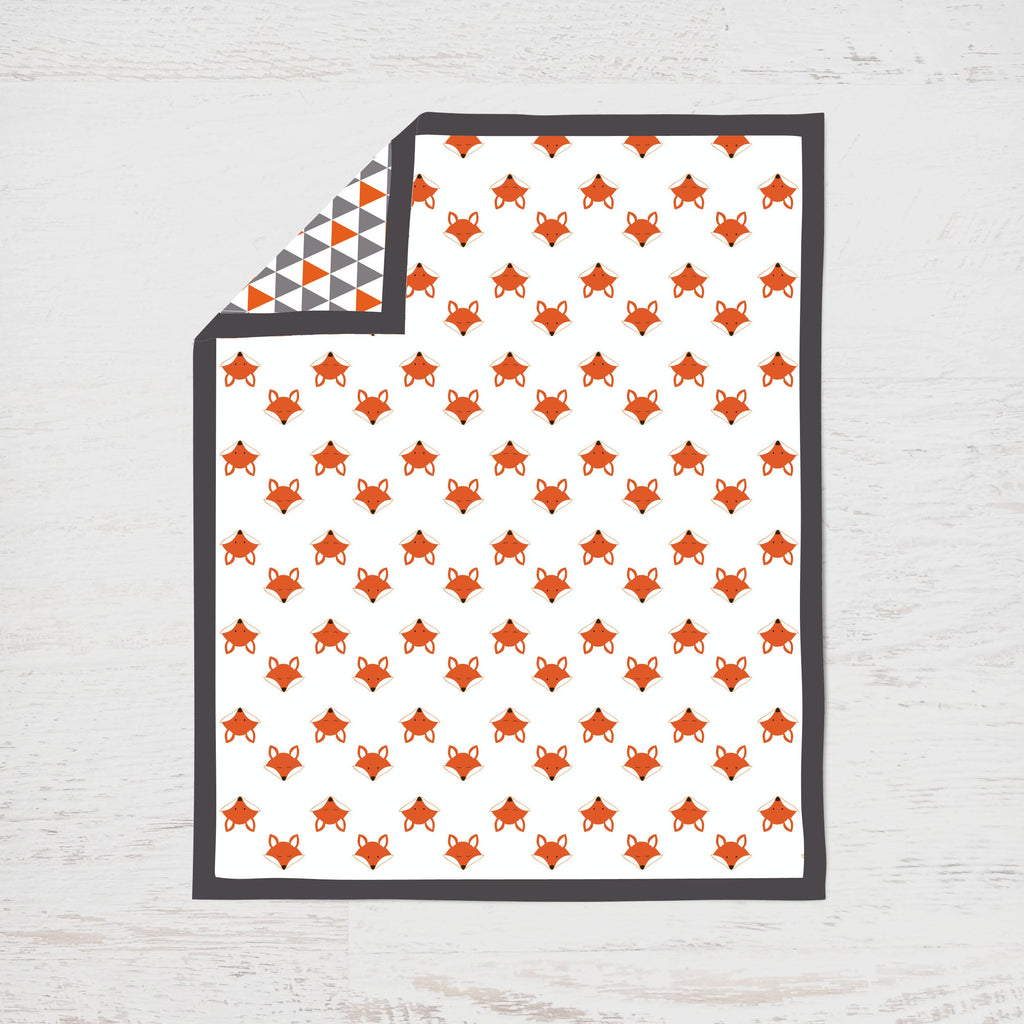 Playful Fox Orange/Grey Neutral Crib Bedding Set - Bacati - Crib Bedding Set - Bacati