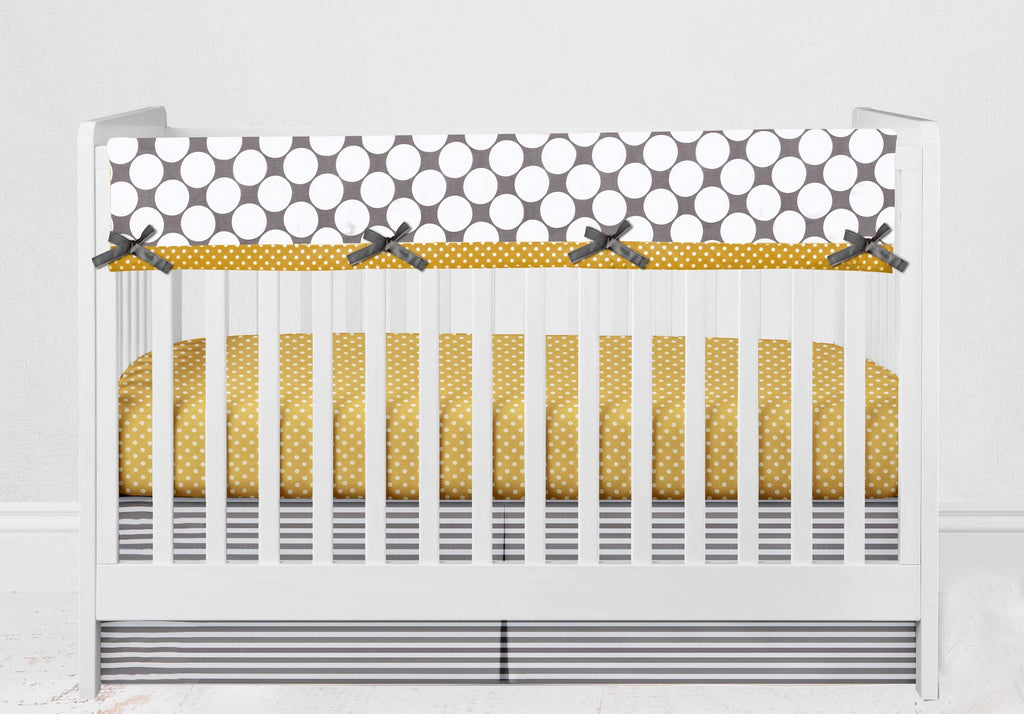 Dots Pin Stripes Grey/Yellow Neutral Crib Bedding Set - Bacati - Crib Bedding Set - Bacati