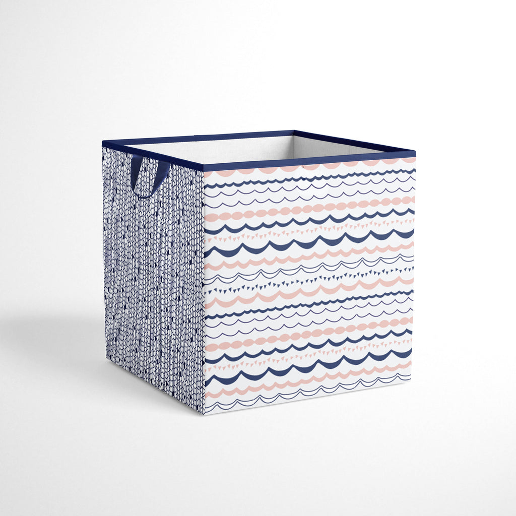 Bacati - Tribal Olivia, Girls Nursery Kids Storage. Coral/Navy - Bacati - Nursery/Kids Storage - Bacati