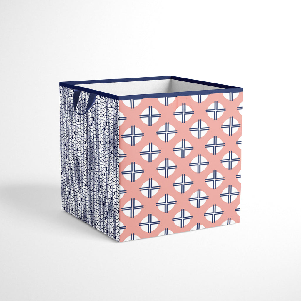 Bacati - Tribal Olivia, Girls Nursery Kids Storage. Coral/Navy - Bacati - Nursery/Kids Storage - Bacati