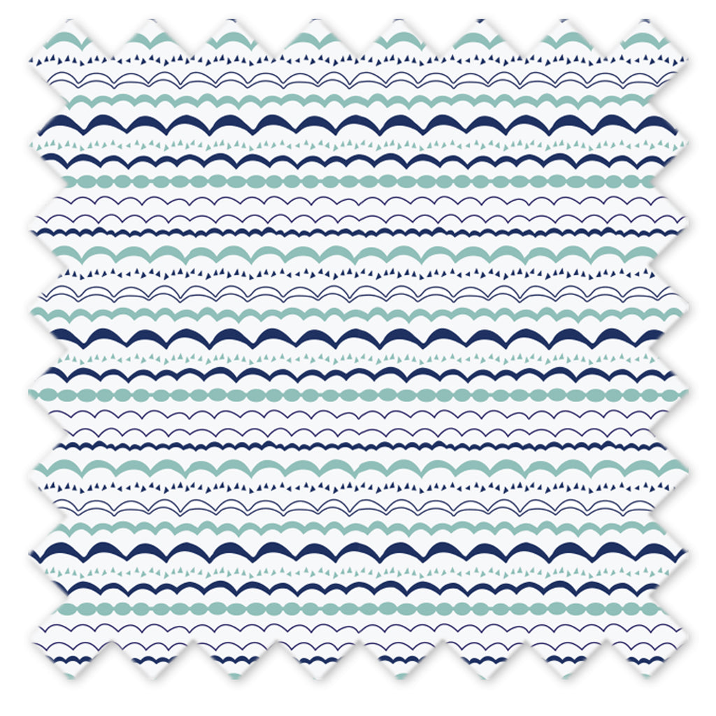 Bacati - Crib or Toddler Bed Fitted Sheet 100% Cotton Percale, Tribal Noah Mint/Navy - Bacati - Crib/Toddler Fitted Sheet - Bacati