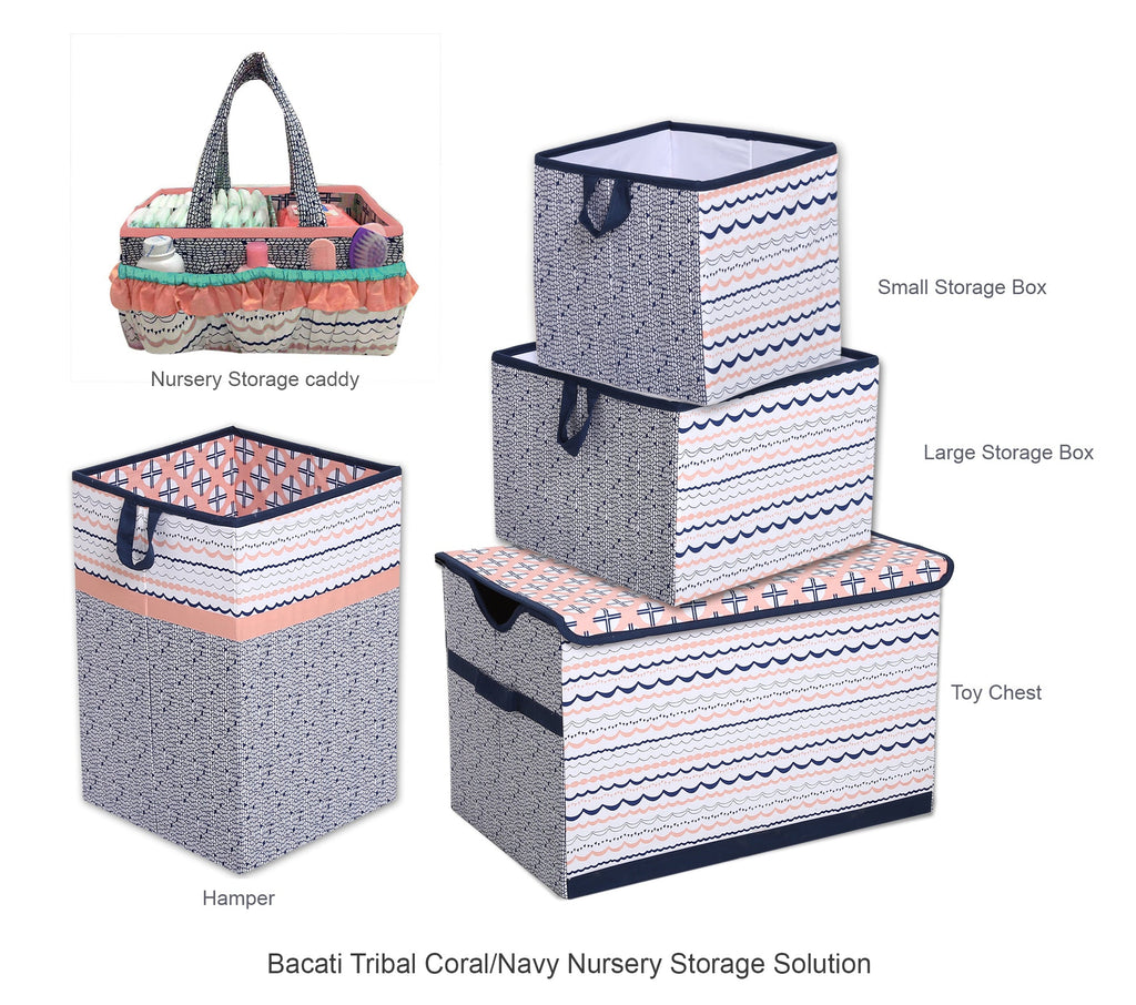 Bacati - Tribal Olivia, Girls Nursery Kids Storage. Coral/Navy - Bacati - Nursery/Kids Storage - Bacati