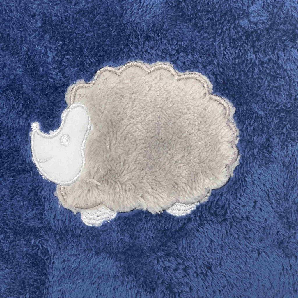 Bacati - Embroidered Baby Plush Blanket, Woodlands Aqua/Navy/Grey - Bacati - Embroidered Plush Blanket - Bacati