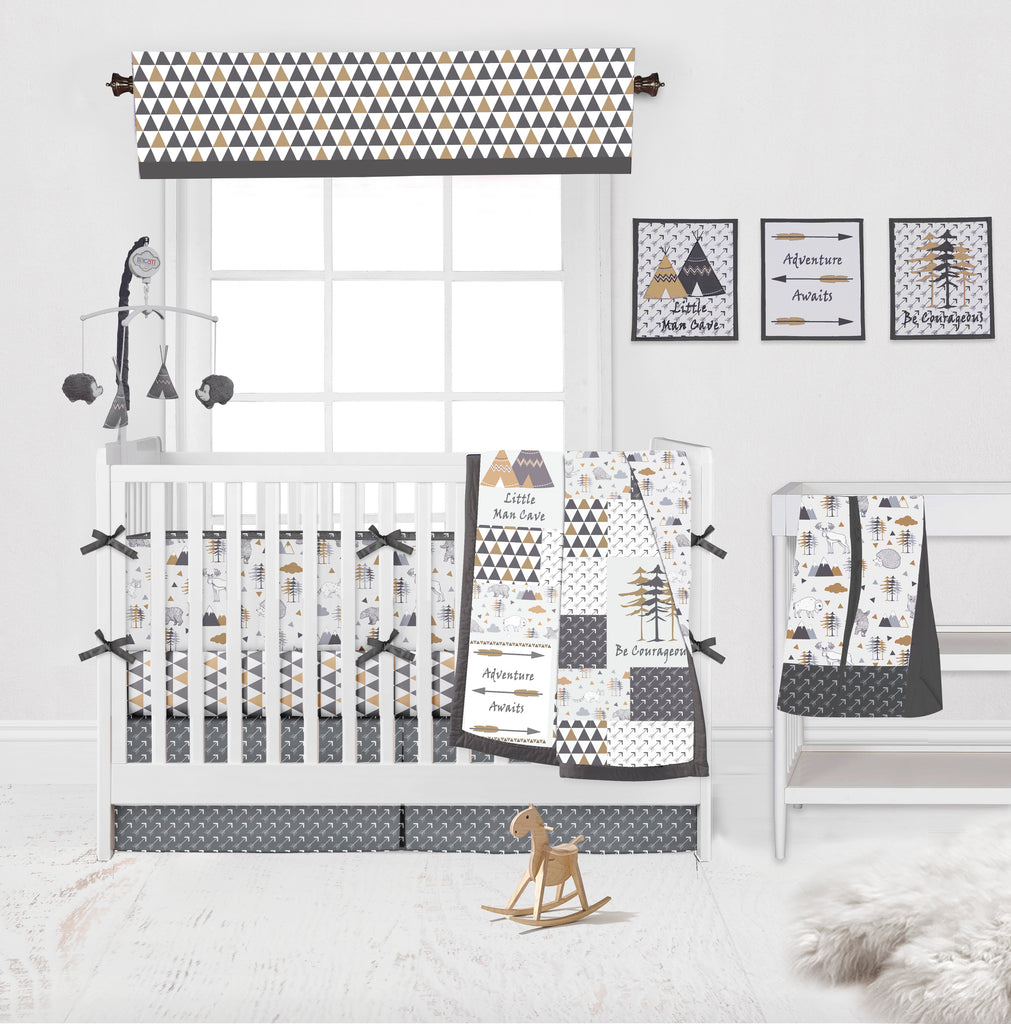 Woodlands Animals Beige/Grey Musical Baby Crib Mobile - Bacati - Musical Baby Crib Mobile - Bacati