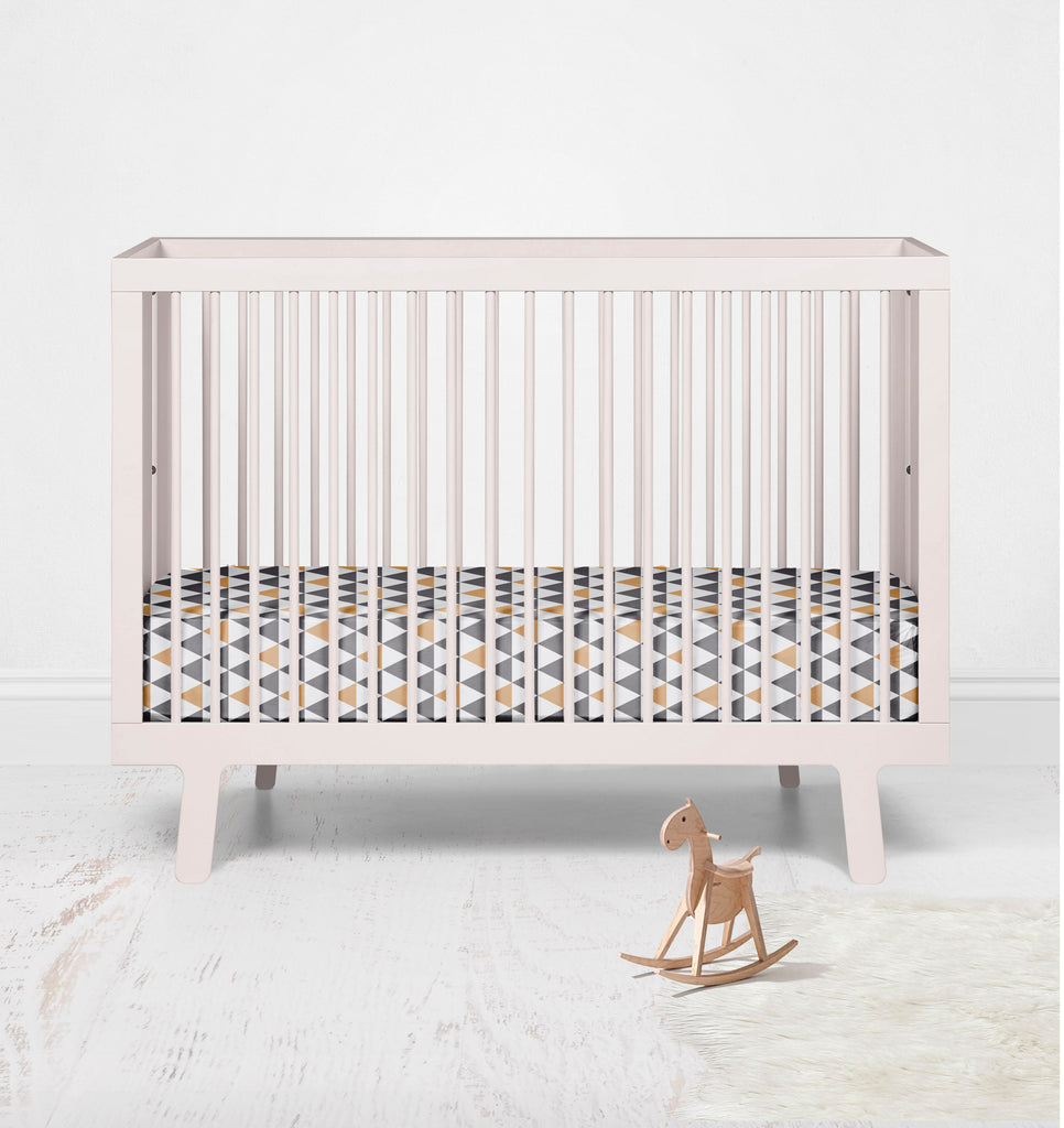 Crib or Toddler Bed Fitted Sheet 100% Cotton Percale, Woodlands Animals Beige/Grey - Bacati - Crib/Toddler Fitted Sheet - Bacati