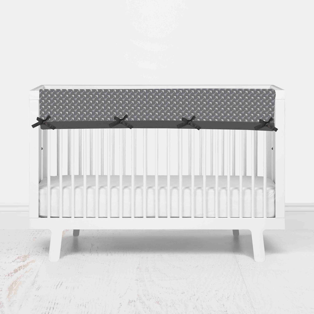 Bacati - Long/Small Crib Rail Guard Covers Cotton Woodlands Beige/Grey - Bacati - Crib Rail Guard - Bacati