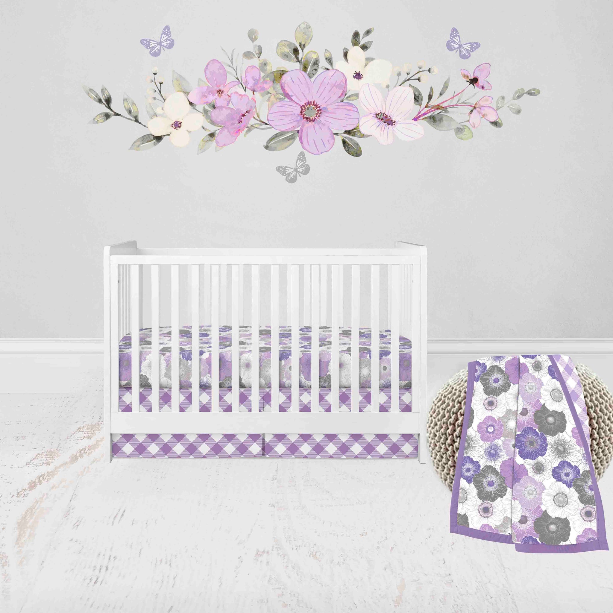Purple and grey baby bedding shop