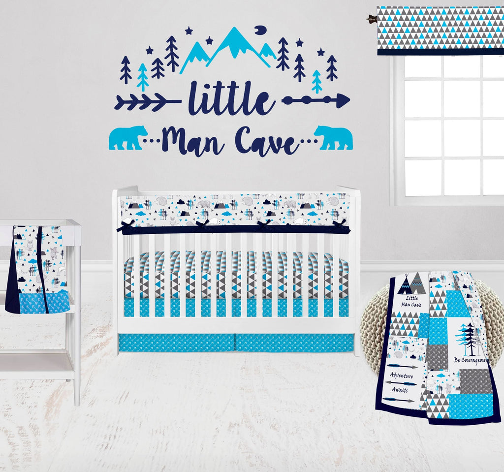 Woodlands Aqua/Navy/Grey Boys Crib Bedding Set - Bacati - Crib Bedding Set - Bacati