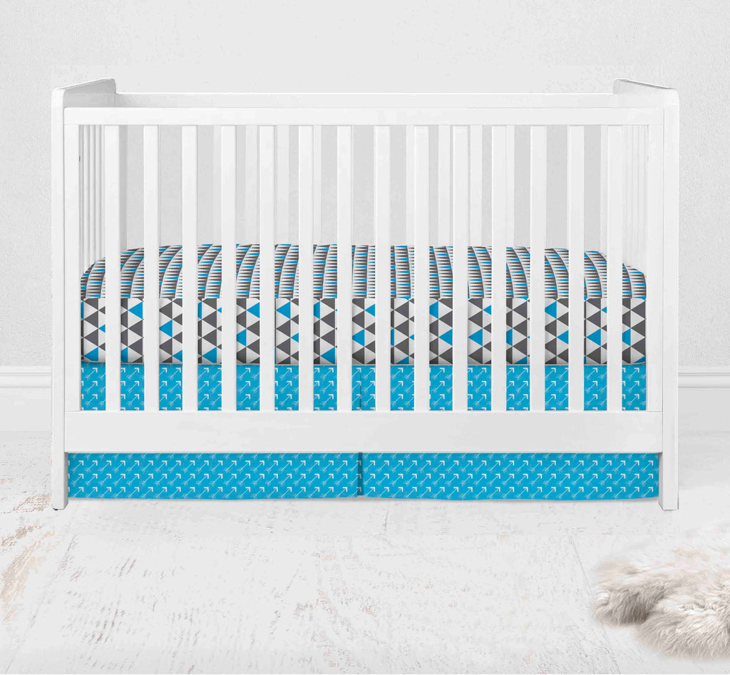 Woodlands Aqua/Navy/Grey Boys Crib Bedding Set - Bacati - Crib Bedding Set - Bacati