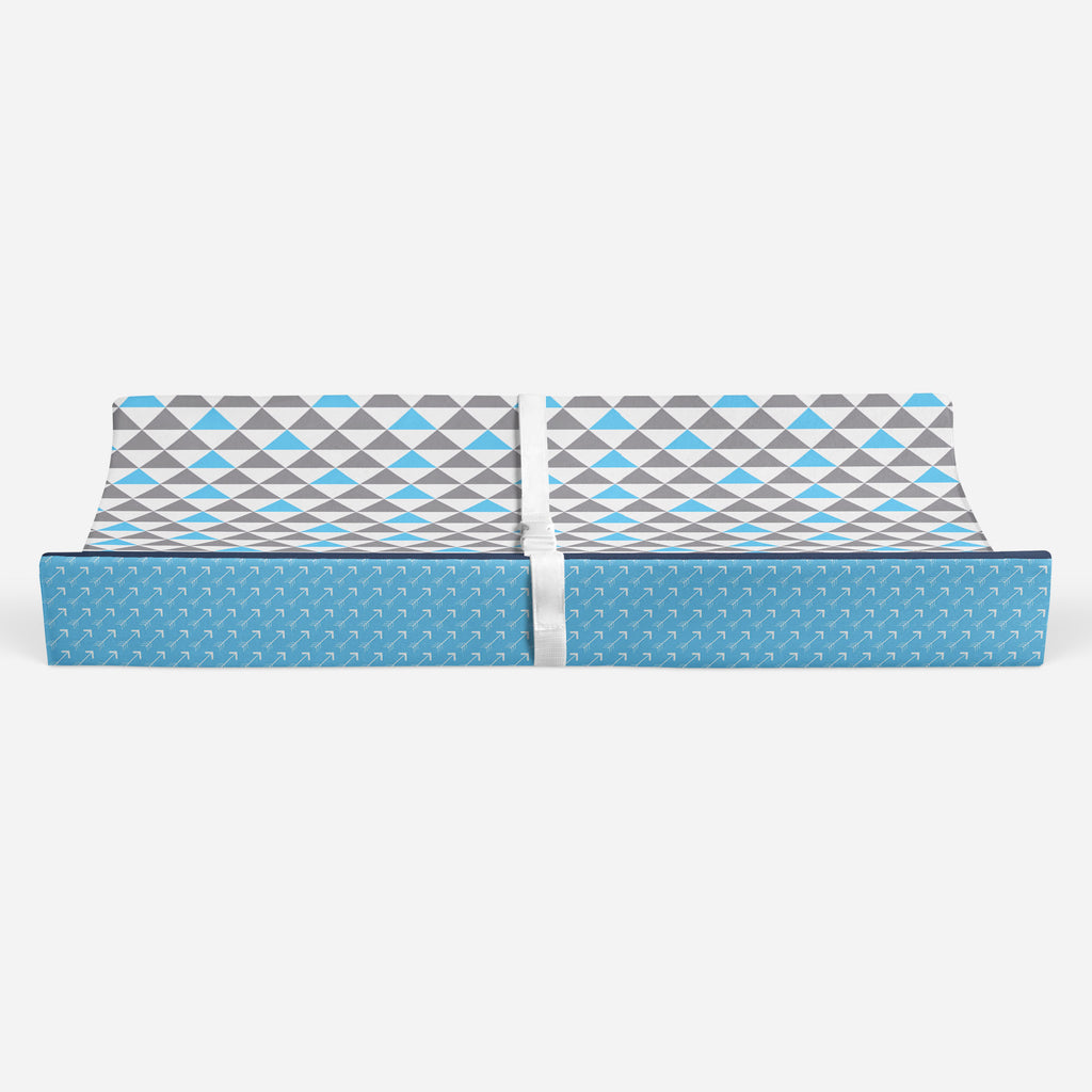 Woodlands Aqua/Navy/Grey Quilted Changing Pad Cover - Bacati - Changing pad cover - Bacati