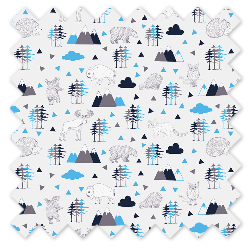 Decorative Pillow, Woodlands Aqua/Navy/Grey - Bacati - Dec Pillow or Rocker Dec Pillow - Bacati