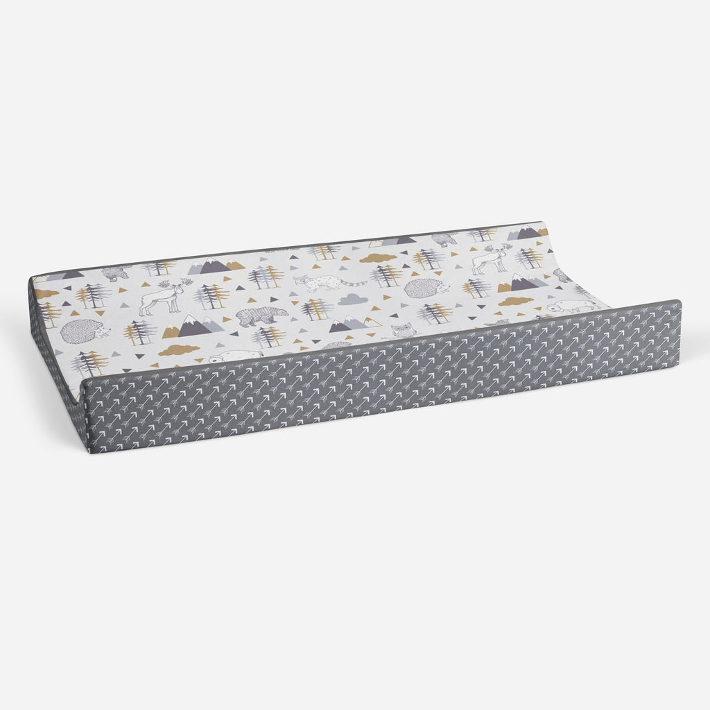 Woodlands Beige/Grey Quilted Changing Pad Cover - Bacati - Changing pad cover - Bacati
