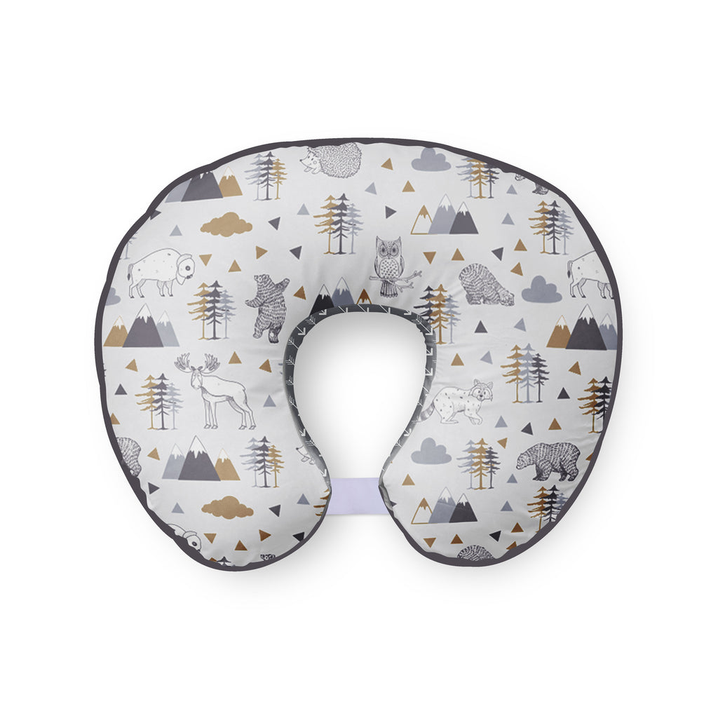 3 pc Nursing/Feeding Pillow Set Woodlands Animals Beige/Grey - Bacati - Nursing Pillow - Bacati