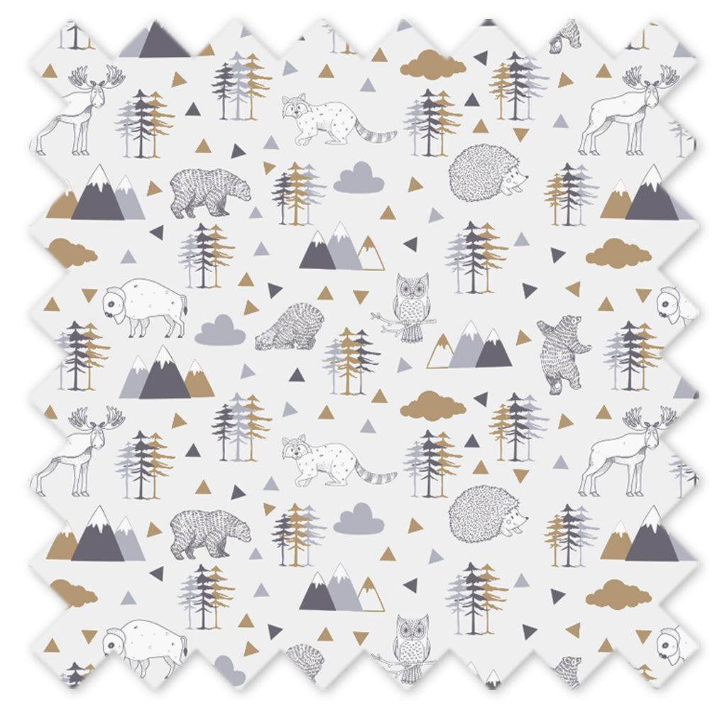 Woodlands Animals Beige/Grey Window Curtain Panel/Valance - Bacati - Curtain Panel - Bacati
