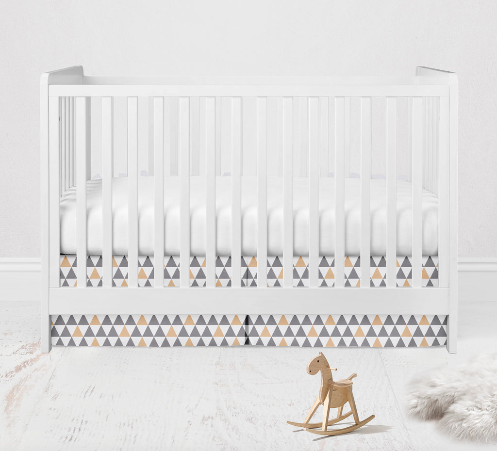 Multiple Options of Crib or Toddler Bed Skirt or Dust Ruffle 100% Cotton Percale, Woodlands Animals Beige/Grey - Bacati - Crib or Toddler Bed Skirt - Bacati