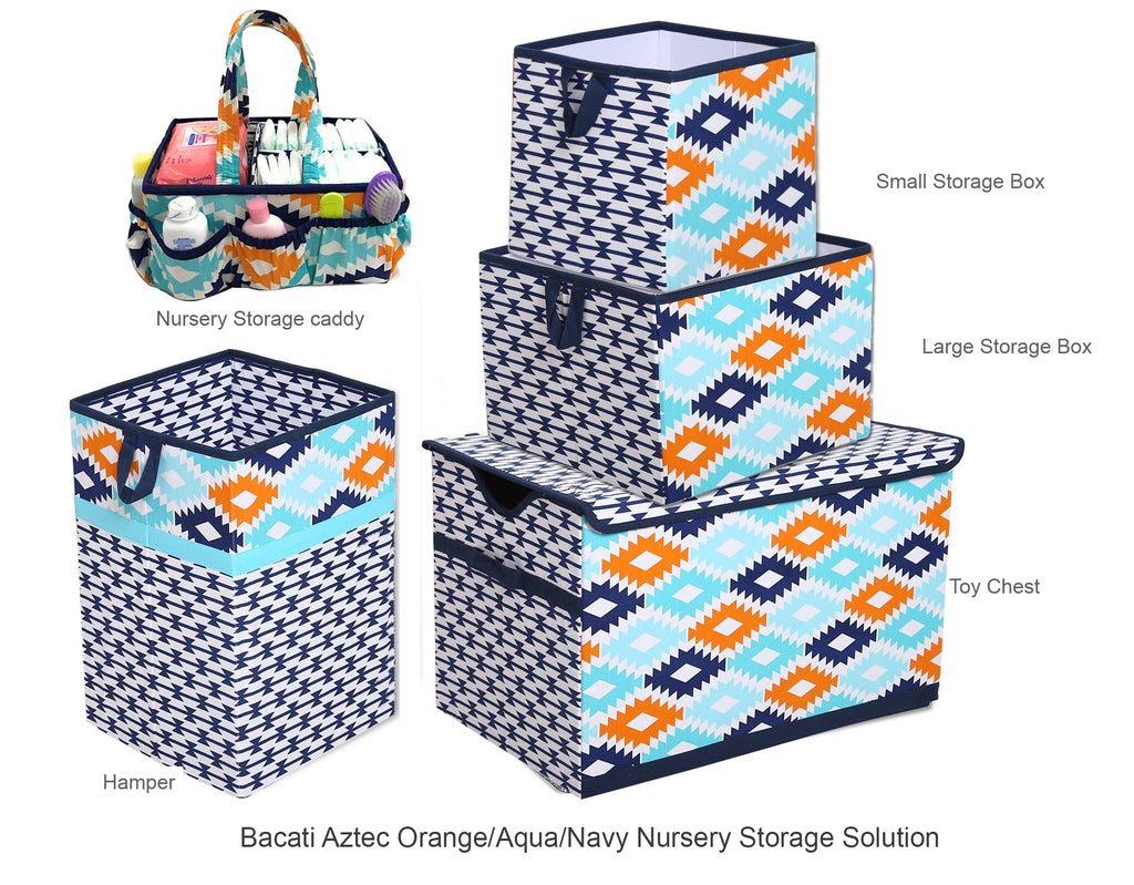 Bacati - Aztec Liam, Boys Nursery Kids Storage. Aqua/Orange/Navy - Bacati - Nursery/Kids Storage - Bacati